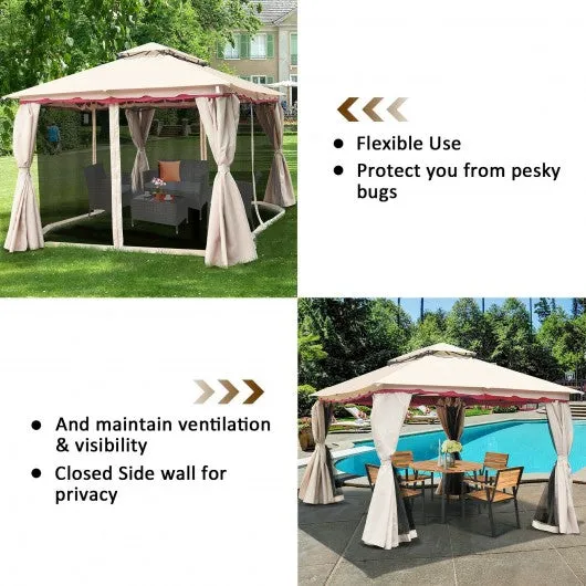 10 x 10 ft 2 Tier Vented Metal Gazebo Canopy with Mosquito Netting