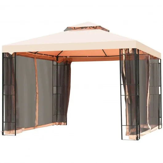 10 x 10 ft 2 Tier Vented Metal Gazebo Canopy with Mosquito Netting