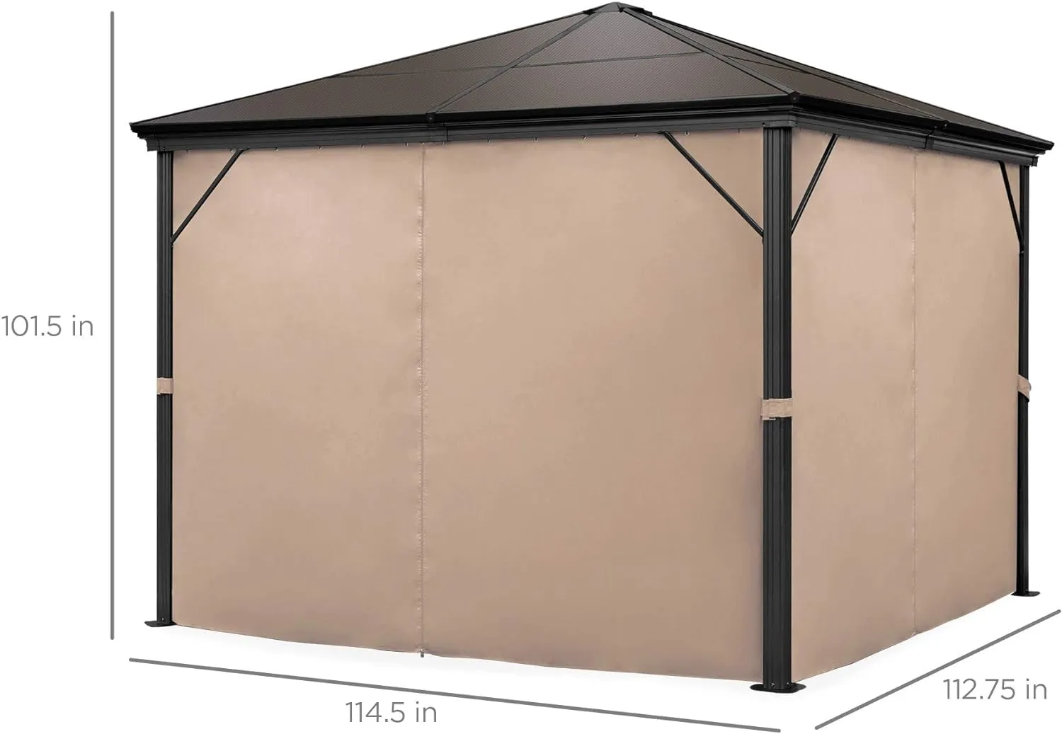 10X10Ft Hardtop Gazebo, Outdoor Aluminum Canopy for Backyard, Patio, Garden W/Side Curtains, Mosquito Netting, Zippered Door