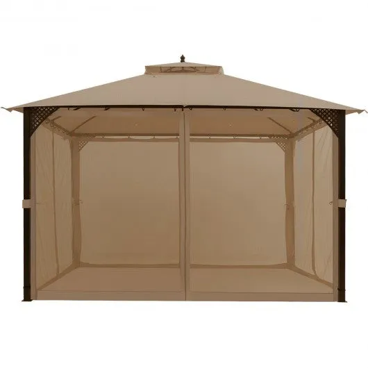 12" x 10" Outdoor Double Top Patio Gazebo-Brown