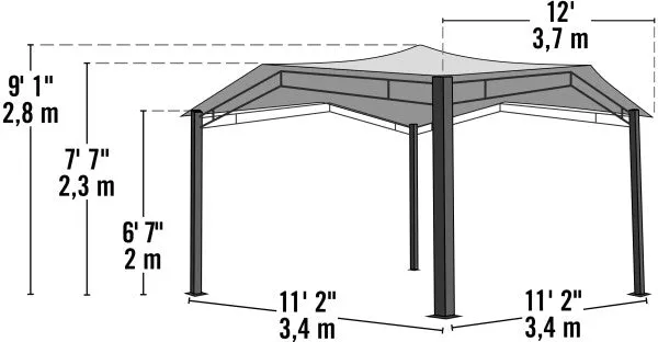 12x12 ft. Sequoia Fabric Softtop Gazebo - Bronze