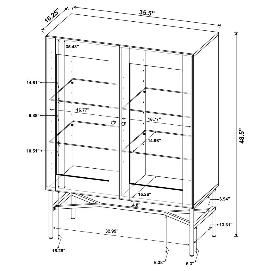 2-door Accent Cabinet with Glass Shelves