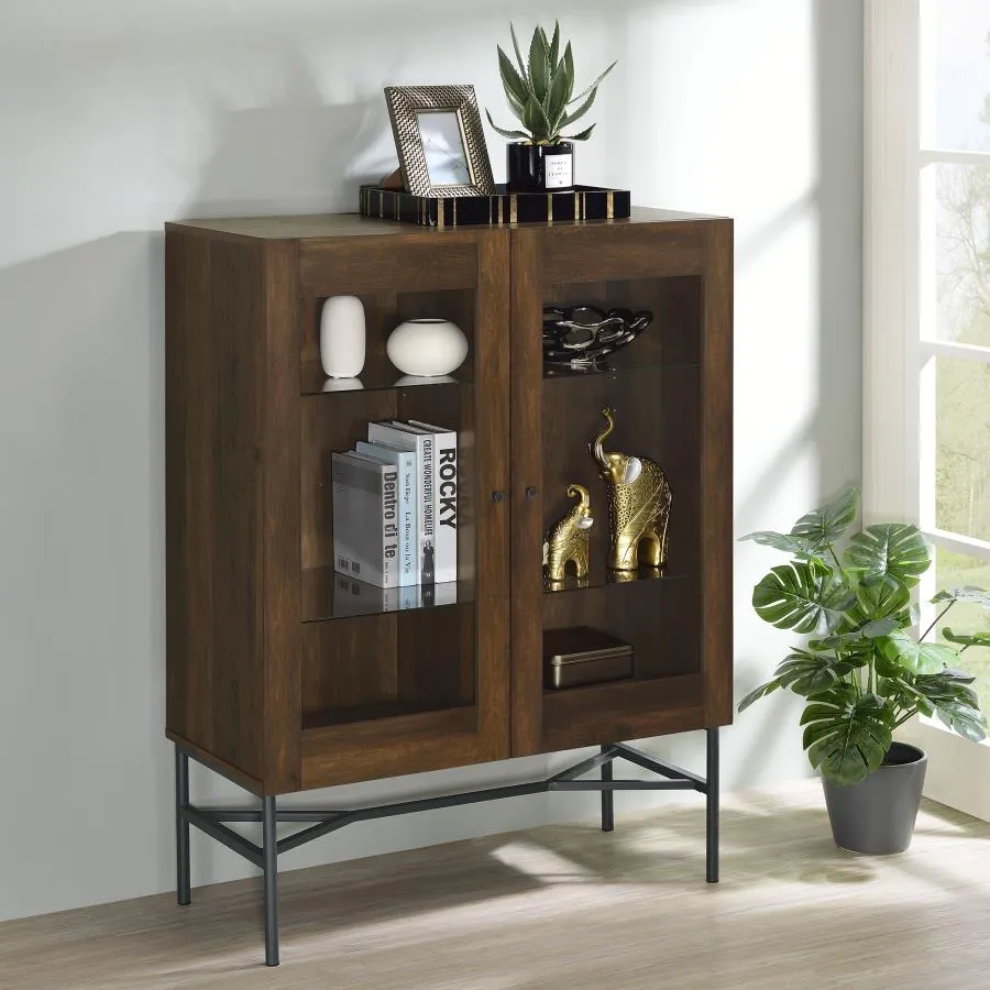 2-door Accent Cabinet with Glass Shelves