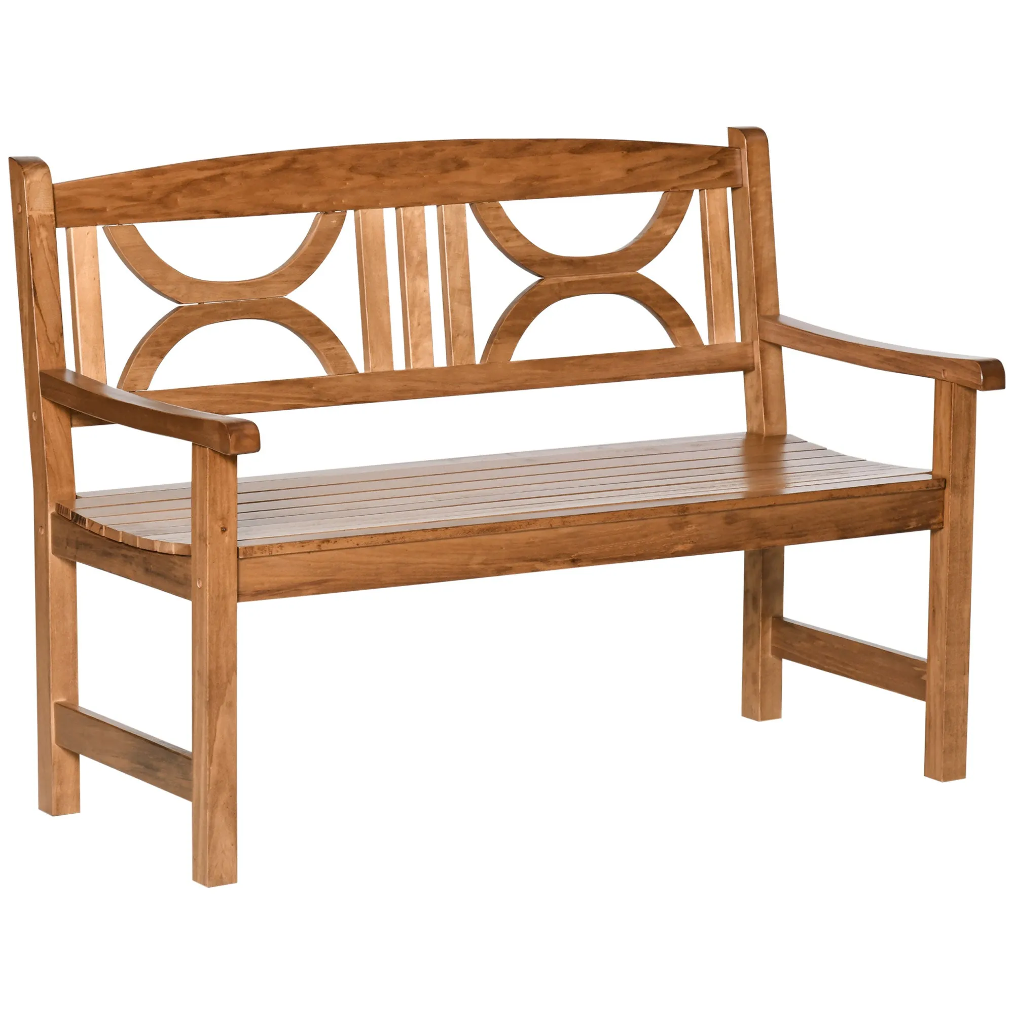 2-Seater Chair, Wooden Garden Bench, Outdoor Patio Loveseat for Yard, Lawn, Porch, Natural