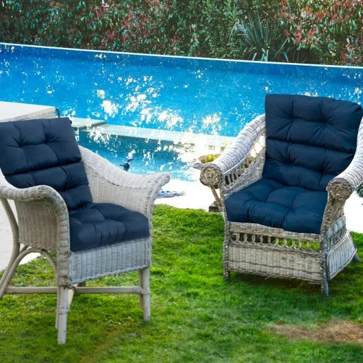 22" x 44" Tufted Outdoor Patio Chair Seating Pad-Blue