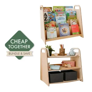 2in1 Montessori Shelves Set: Bookshelf   Toy Shelf – Beige