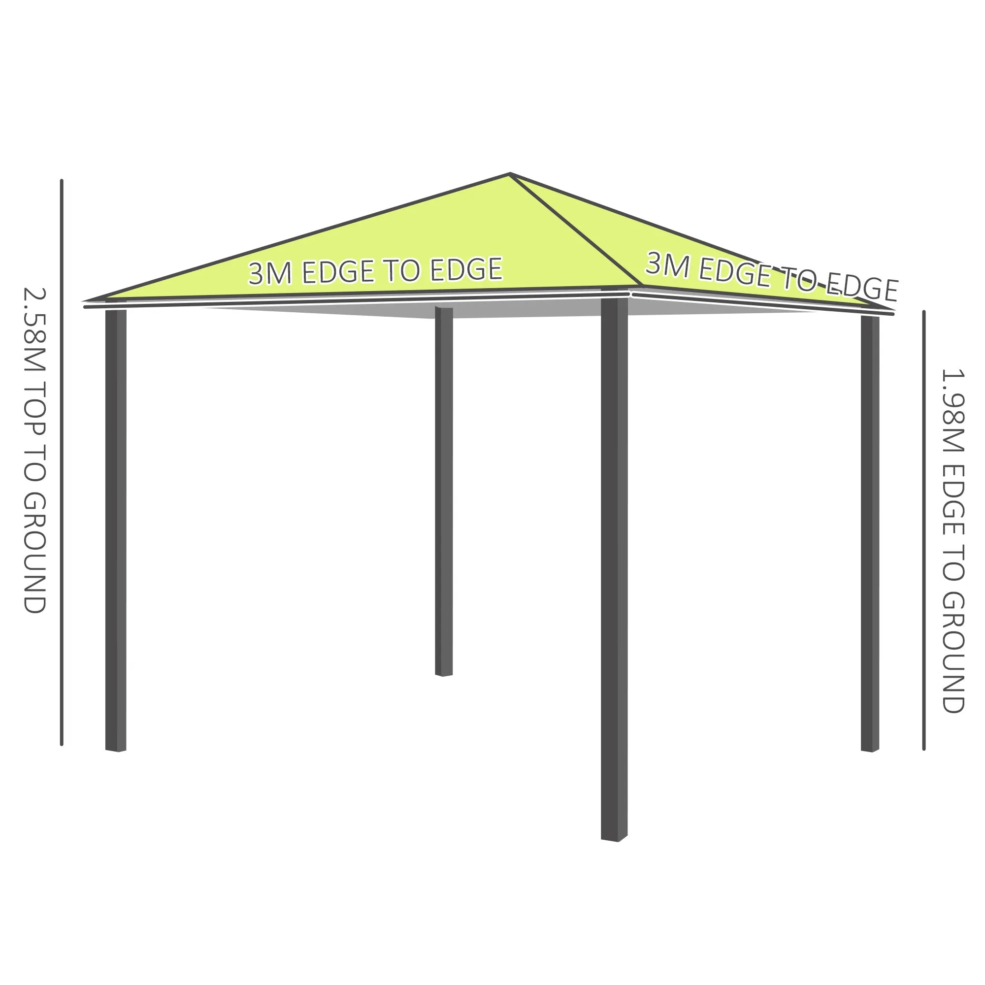 3 x 3 m Garden Metal Gazebo Marquee Patio Party Tent Canopy Shelter with Pavilion Sidewalls - Green