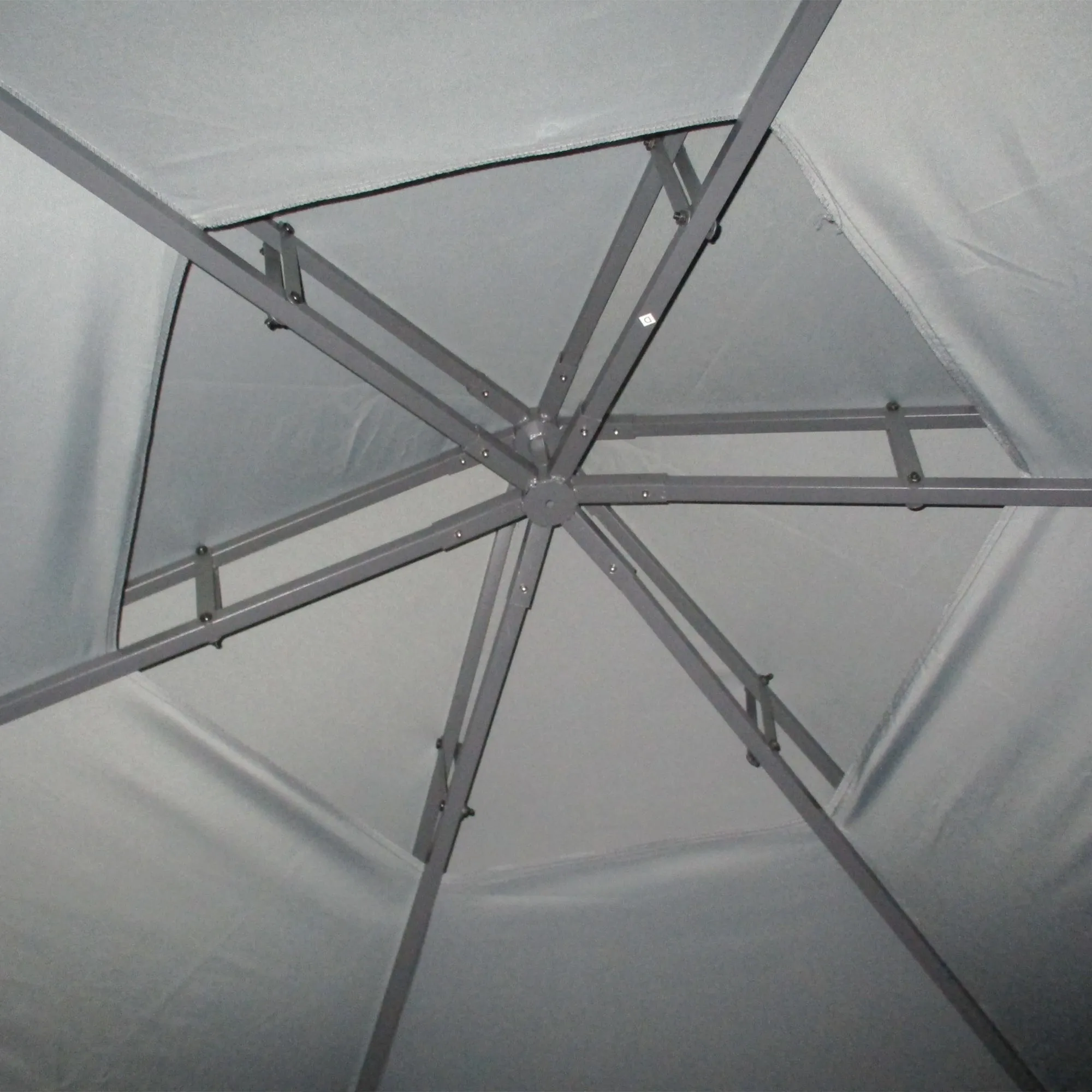 3 x 3M Hexagon Gazebo Patio Canopy Party Tent Outdoor Garden Shelter w/ 2 Tier Roof & Side Panel - Grey