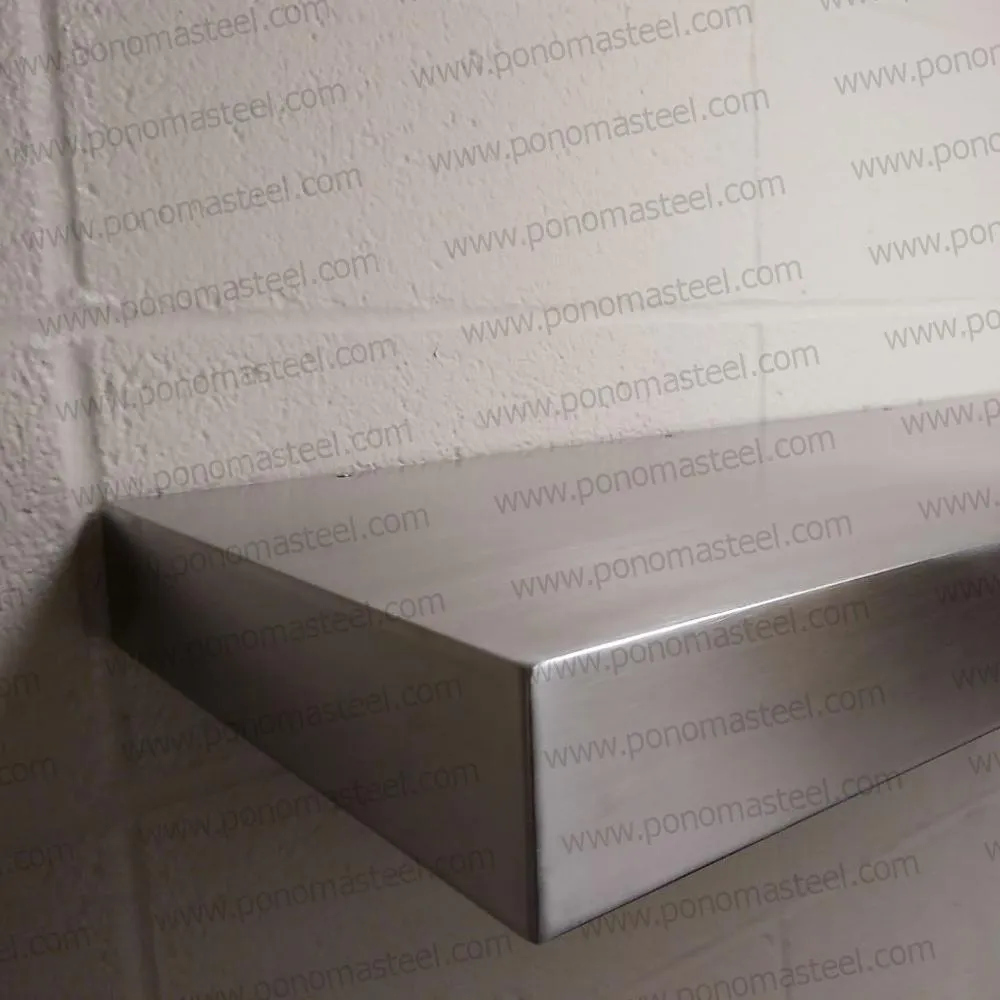 42"x12"x1.5" (cm.107x30.5x3.8) brushed stainless steel floating shelf