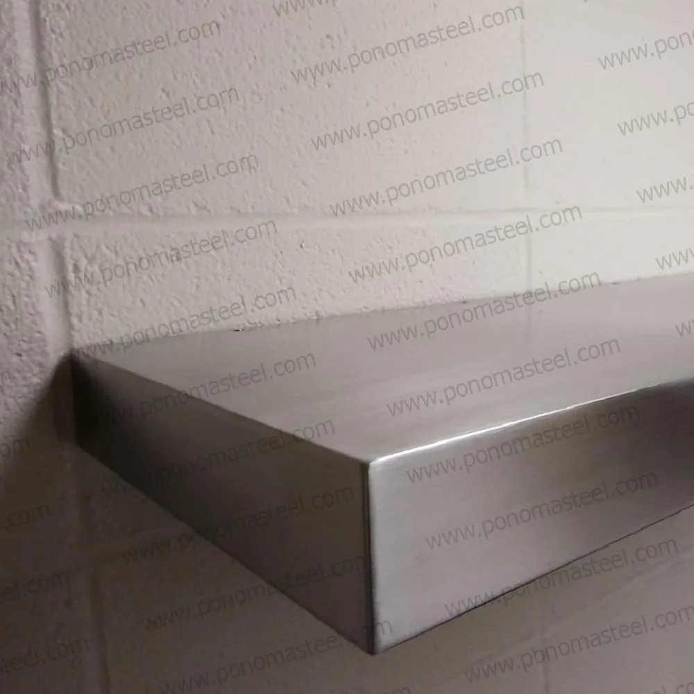 60"x8"x2.0" (cm.152x20x5.1) curved seamless stainless steel floating shelves Ponoma®