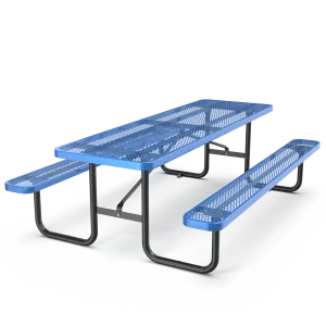 8 ft Metal Picnic Tables for Outdoors, Rectangle Coated Steel Patio Furniture Set