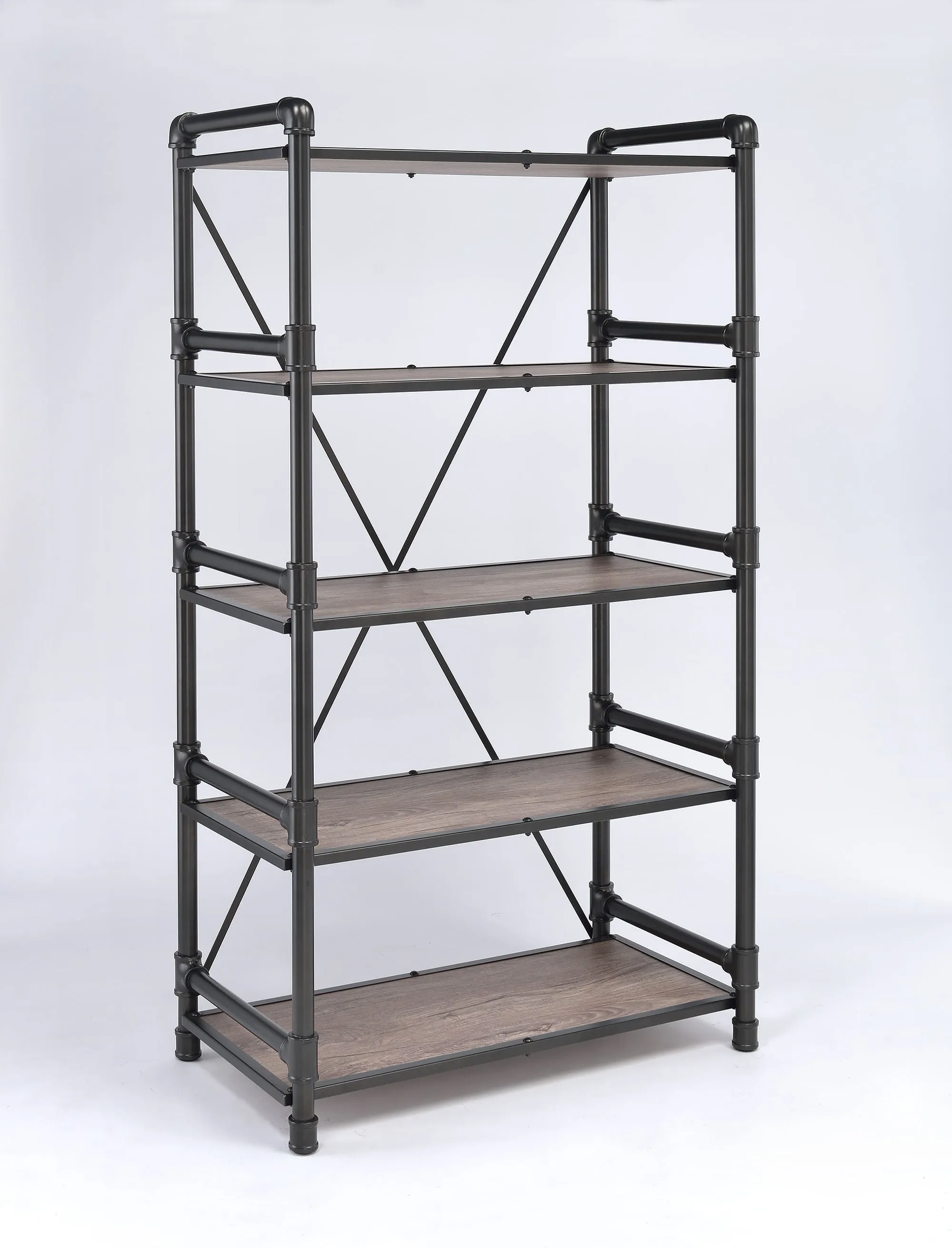 ACME Caitlin Bookshelf in Rustic Oak & Black 92220