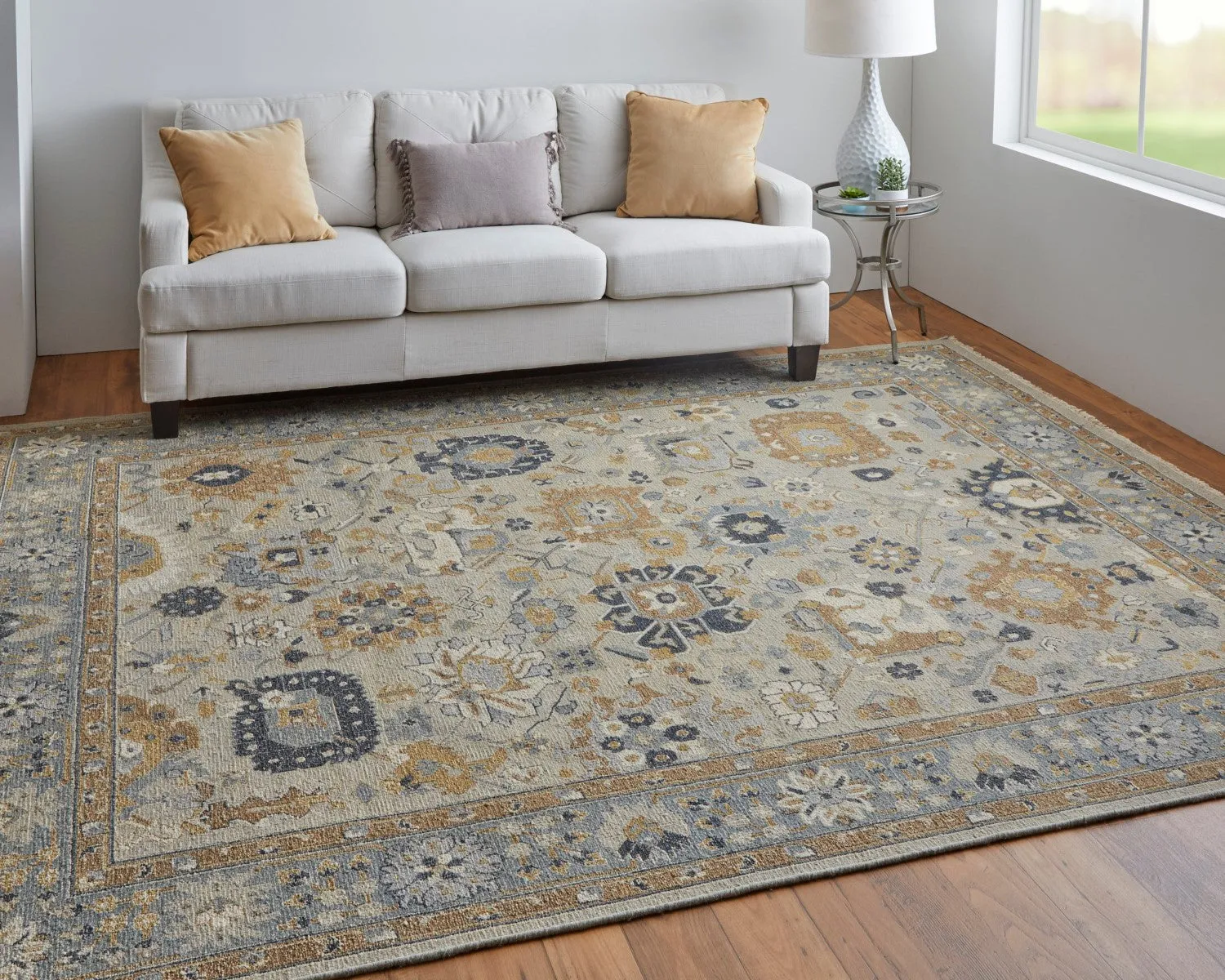 Aleska Oriental Blue/Brown/Gray Rug