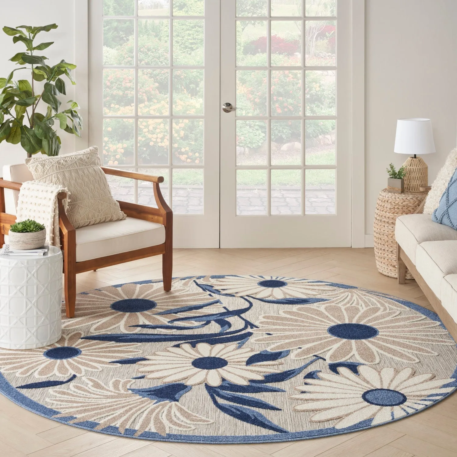 Aloha Blue Grey Contemporary Indoor/Outdoor Rug