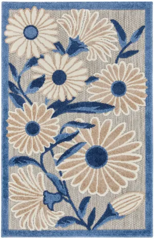 Aloha Blue Grey Contemporary Indoor/Outdoor Rug