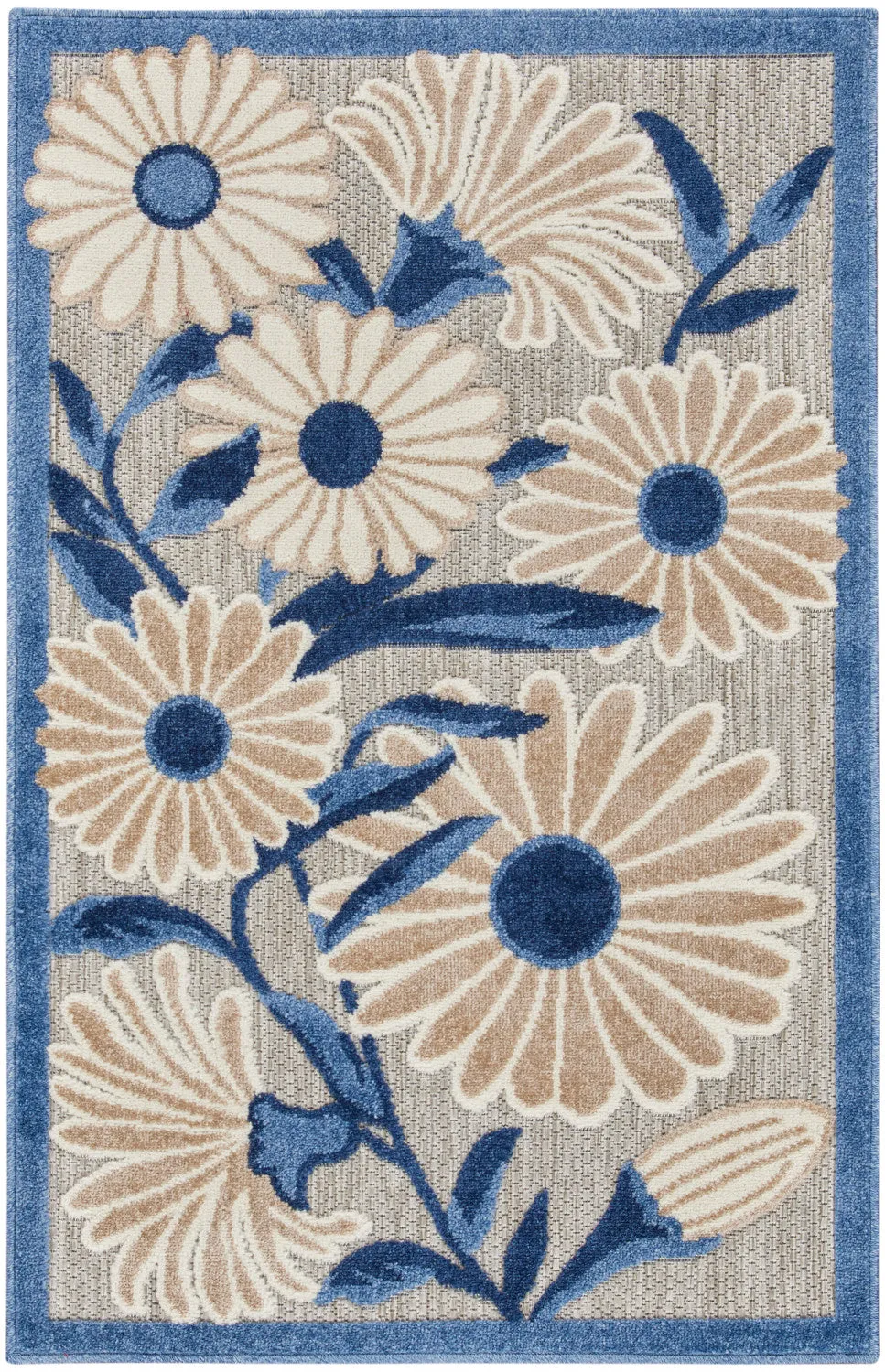 Aloha Blue Grey Contemporary Indoor/Outdoor Rug