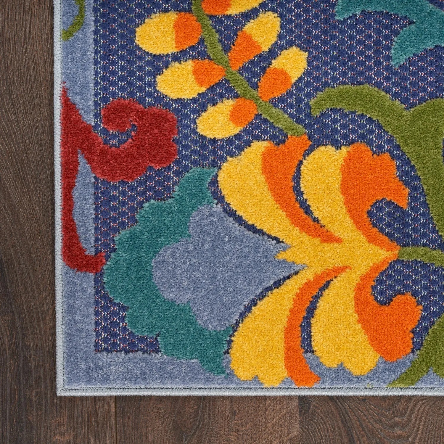 Aloha Indoor/Outdoor Yellow/Navy Floral Rug