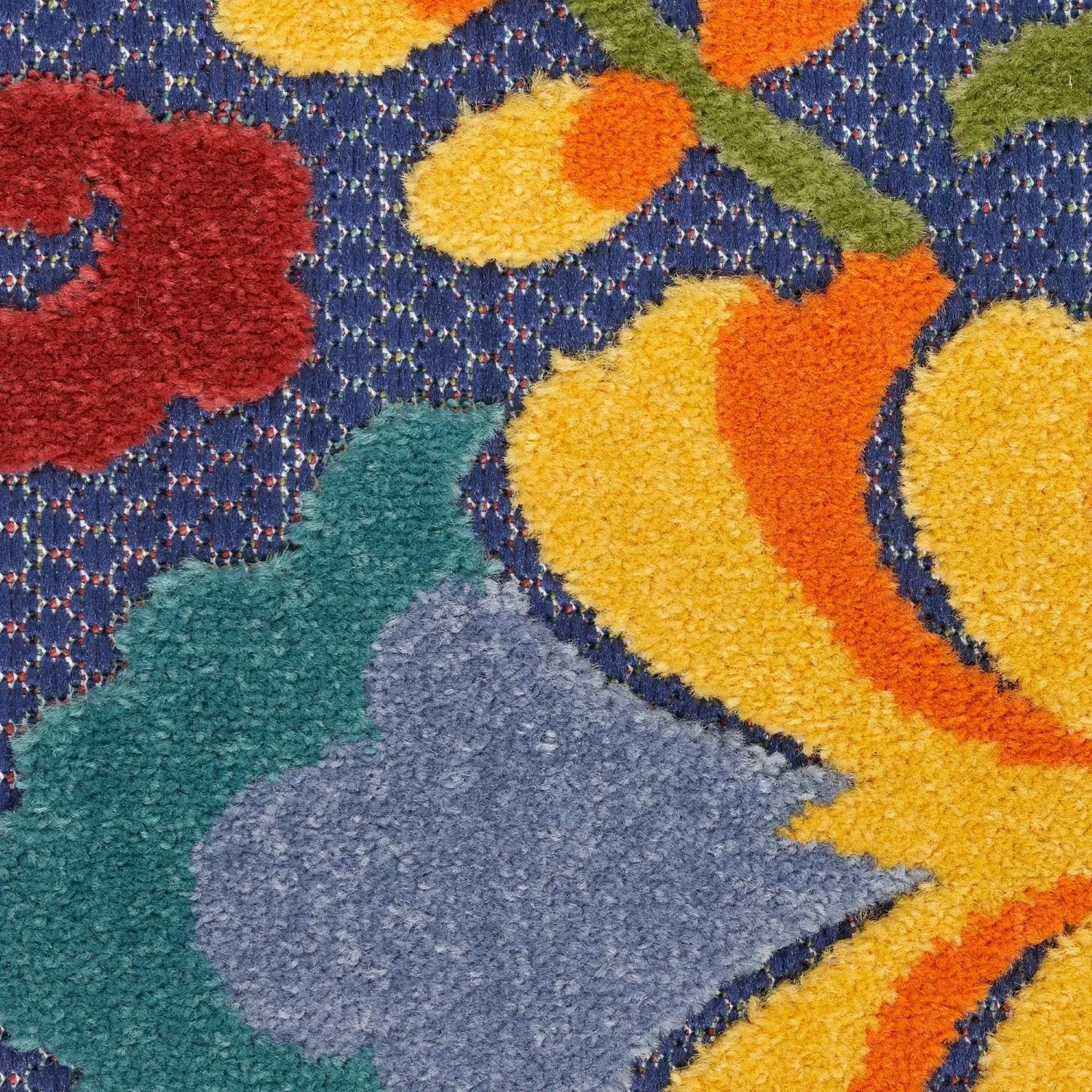 Aloha Indoor/Outdoor Yellow/Navy Floral Rug