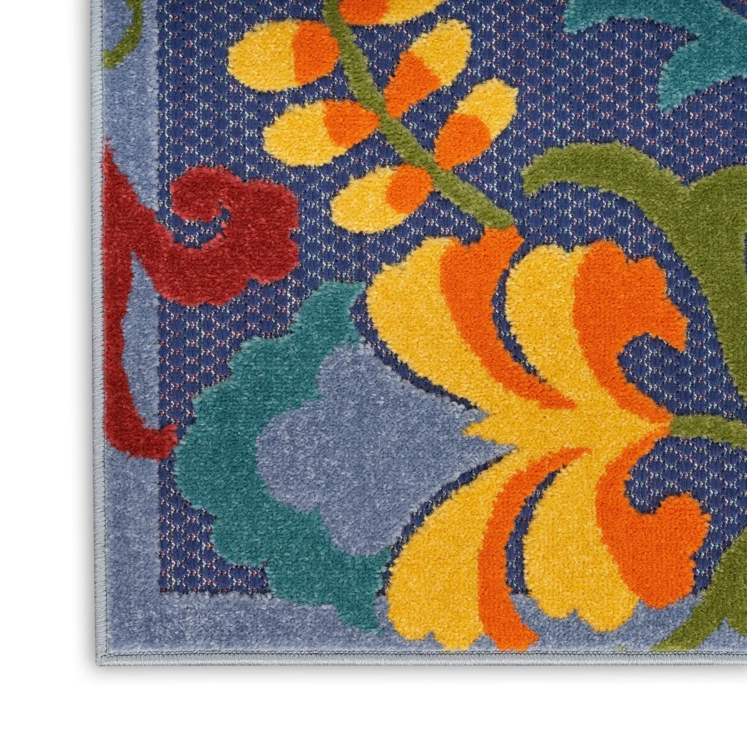 Aloha Indoor/Outdoor Yellow/Navy Floral Rug