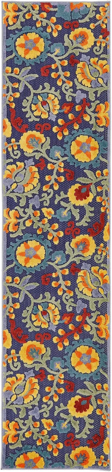 Aloha Indoor/Outdoor Yellow/Navy Floral Rug