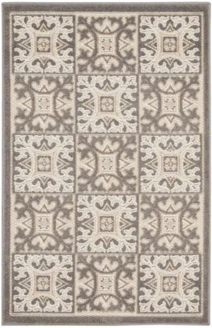 Aloha Ivory Grey Contemporary Indoor/Outdoor Rug