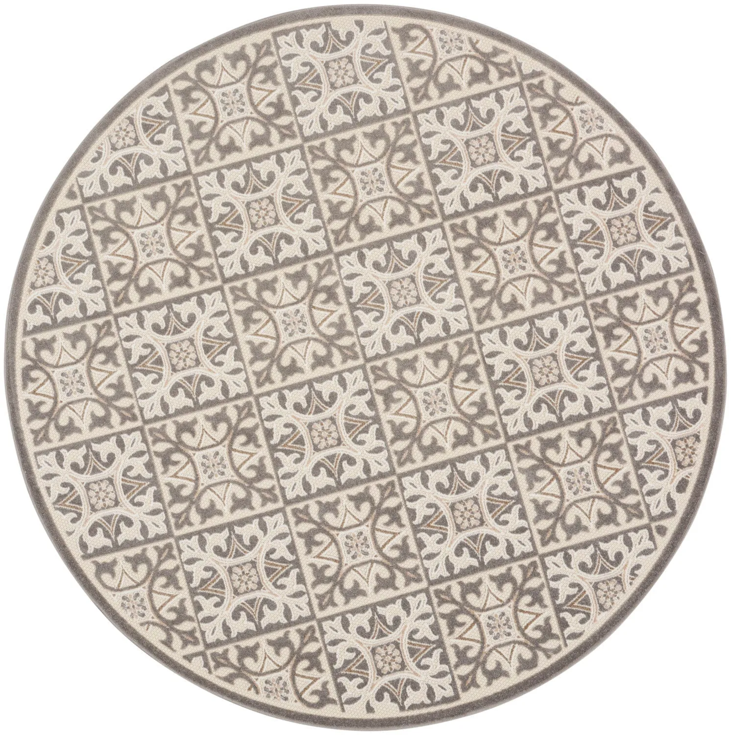 Aloha Ivory Grey Contemporary Indoor/Outdoor Rug