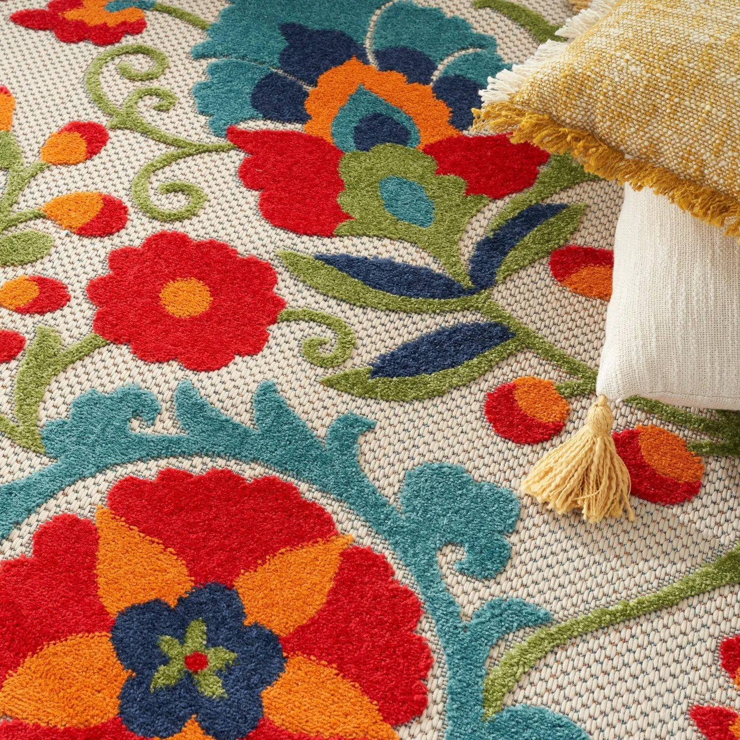 Aloha Multicolor Farmhouse Indoor/Outdoor Rug