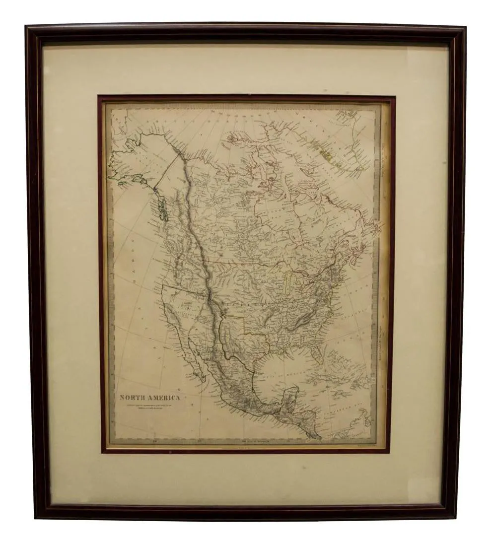 Antique Map, North America & Russian Alaska, 1843, 1800s 19th Century!!