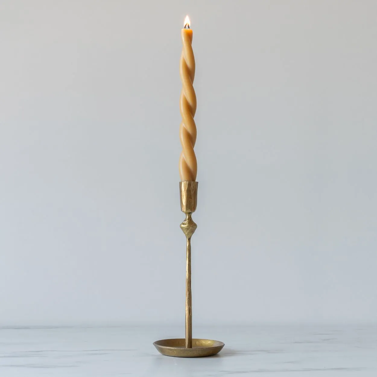 Antiqued Brass Candle Holder with Saucer