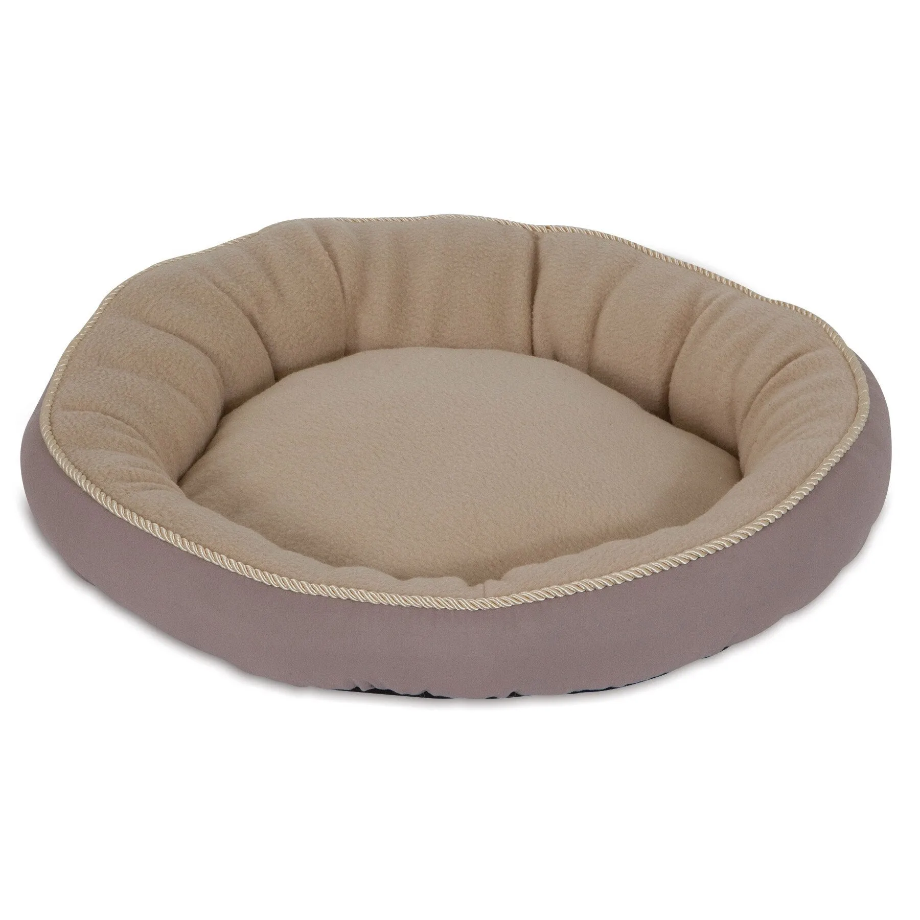 Aspen Pet Round Pet Bed With Bolster & Gold Cord