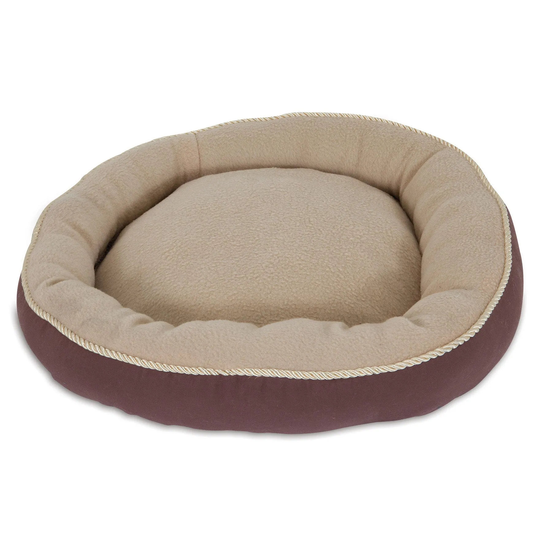 Aspen Pet Round Pet Bed With Bolster & Gold Cord