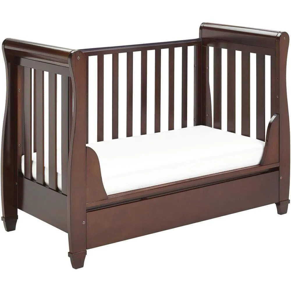 Babymore Eva Drop Side Cot Bed with Drawer - Brown