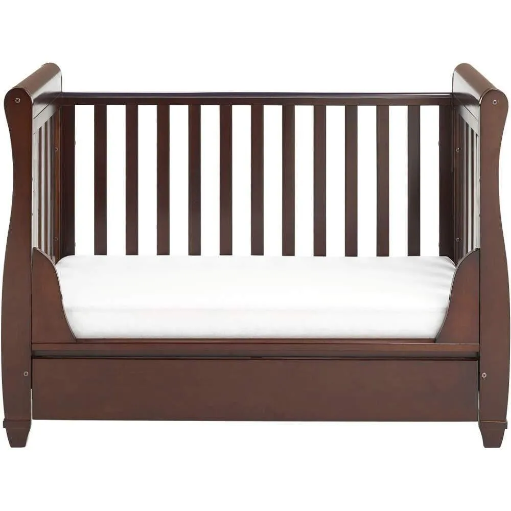 Babymore Eva Drop Side Cot Bed with Drawer - Brown