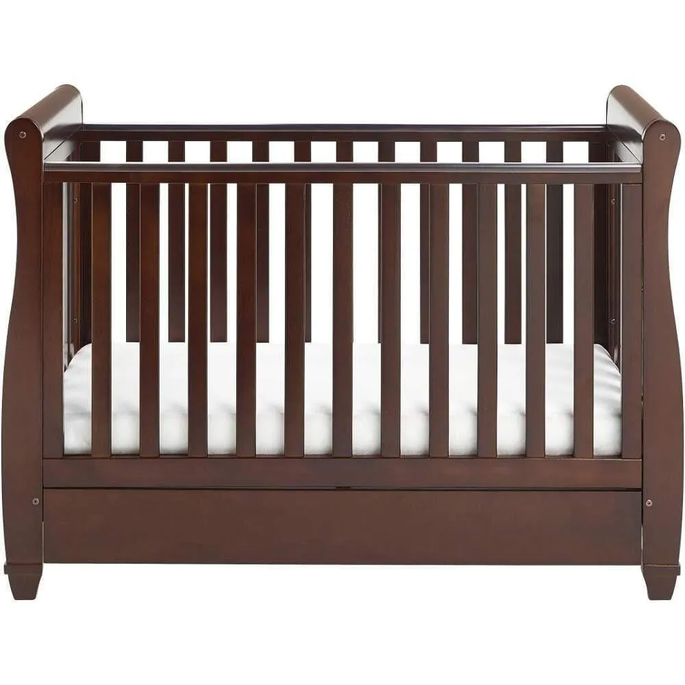 Babymore Eva Drop Side Cot Bed with Drawer - Brown