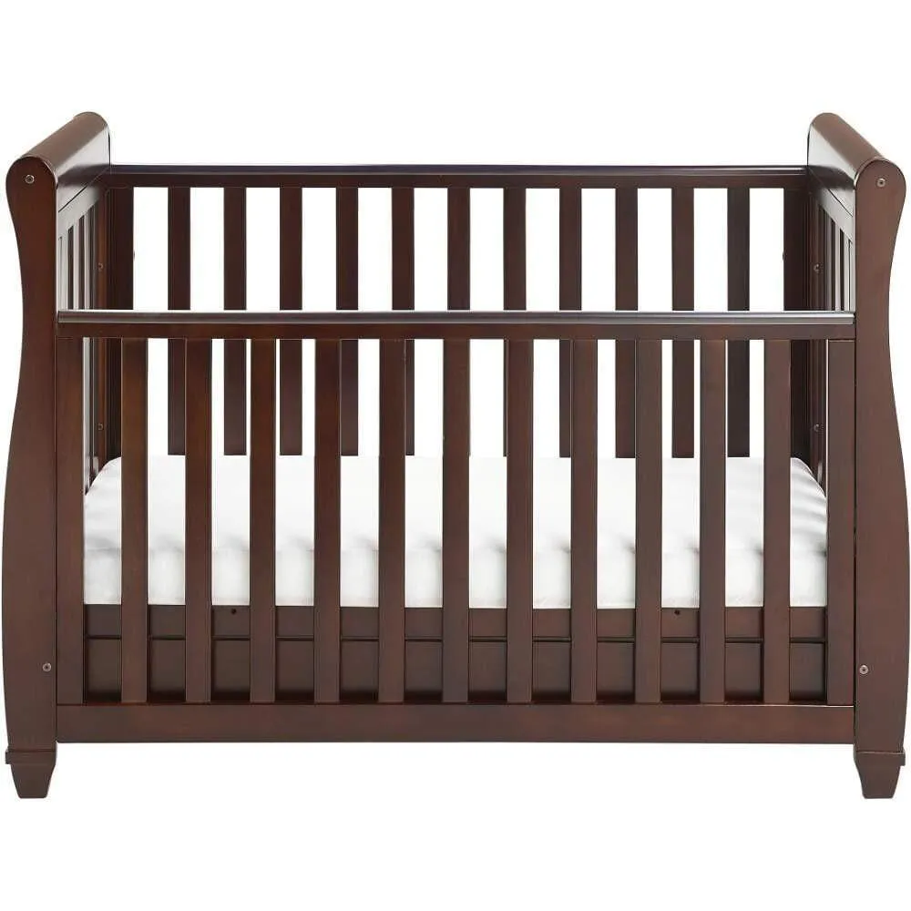 Babymore Eva Drop Side Cot Bed with Drawer - Brown