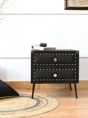 BALTIMORE - TWO DRAWER LEATHER SIDE TABLE