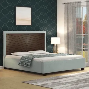 Bautista King Size Bed in Grey Cotton