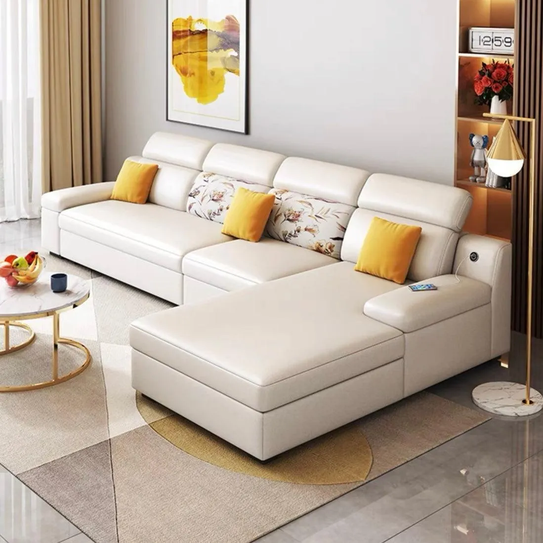 Bell Sectional L-shape Storage Sofa Bed