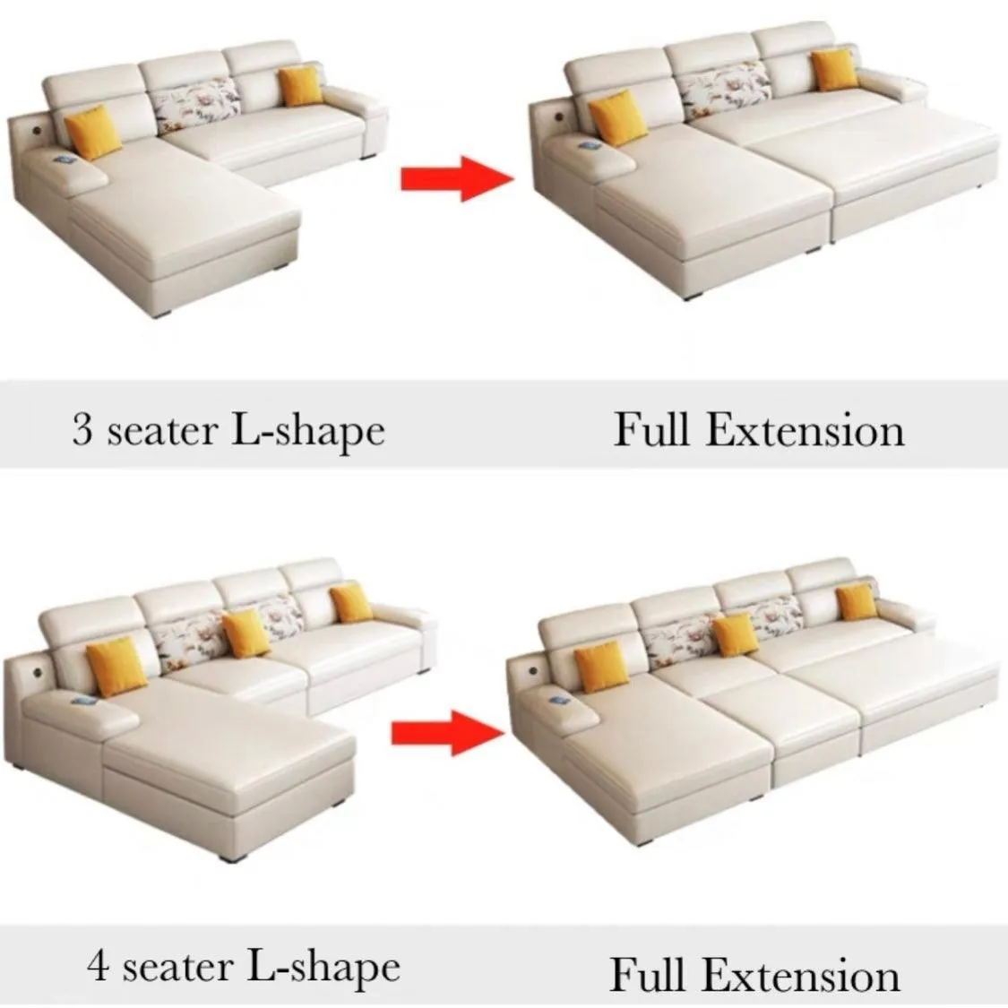 Bell Sectional L-shape Storage Sofa Bed