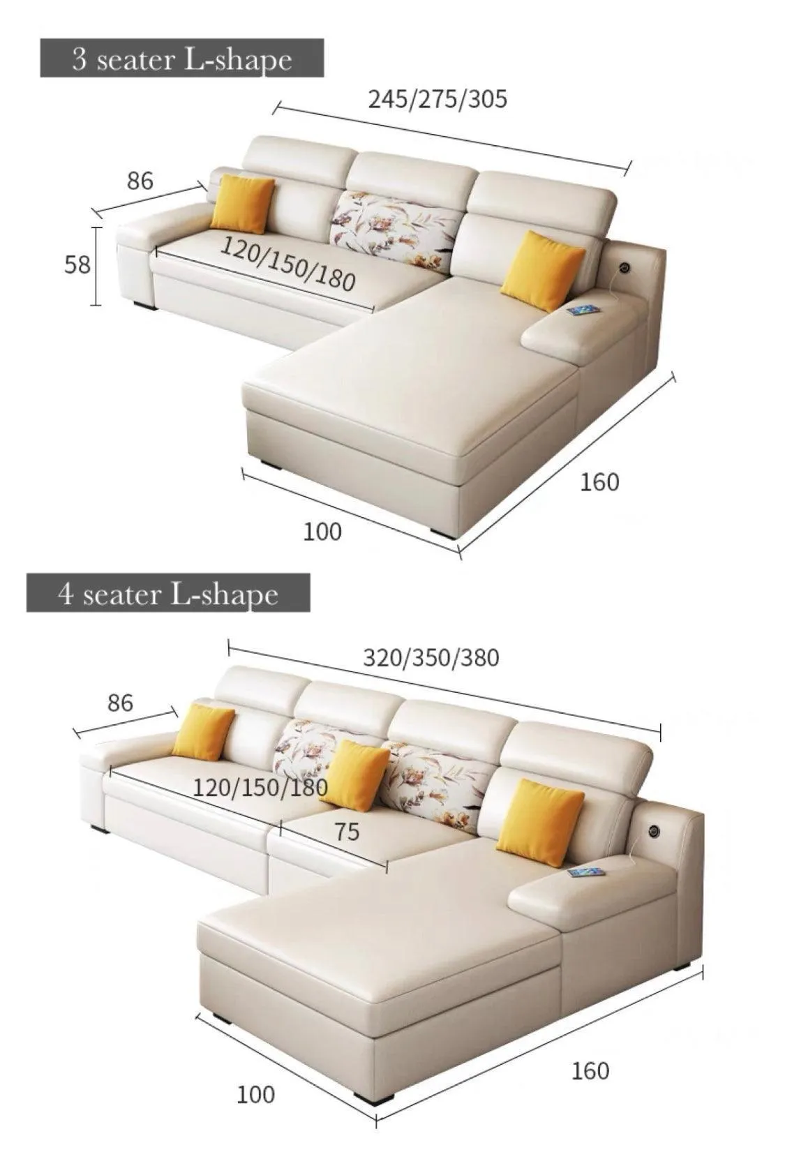 Bell Sectional L-shape Storage Sofa Bed