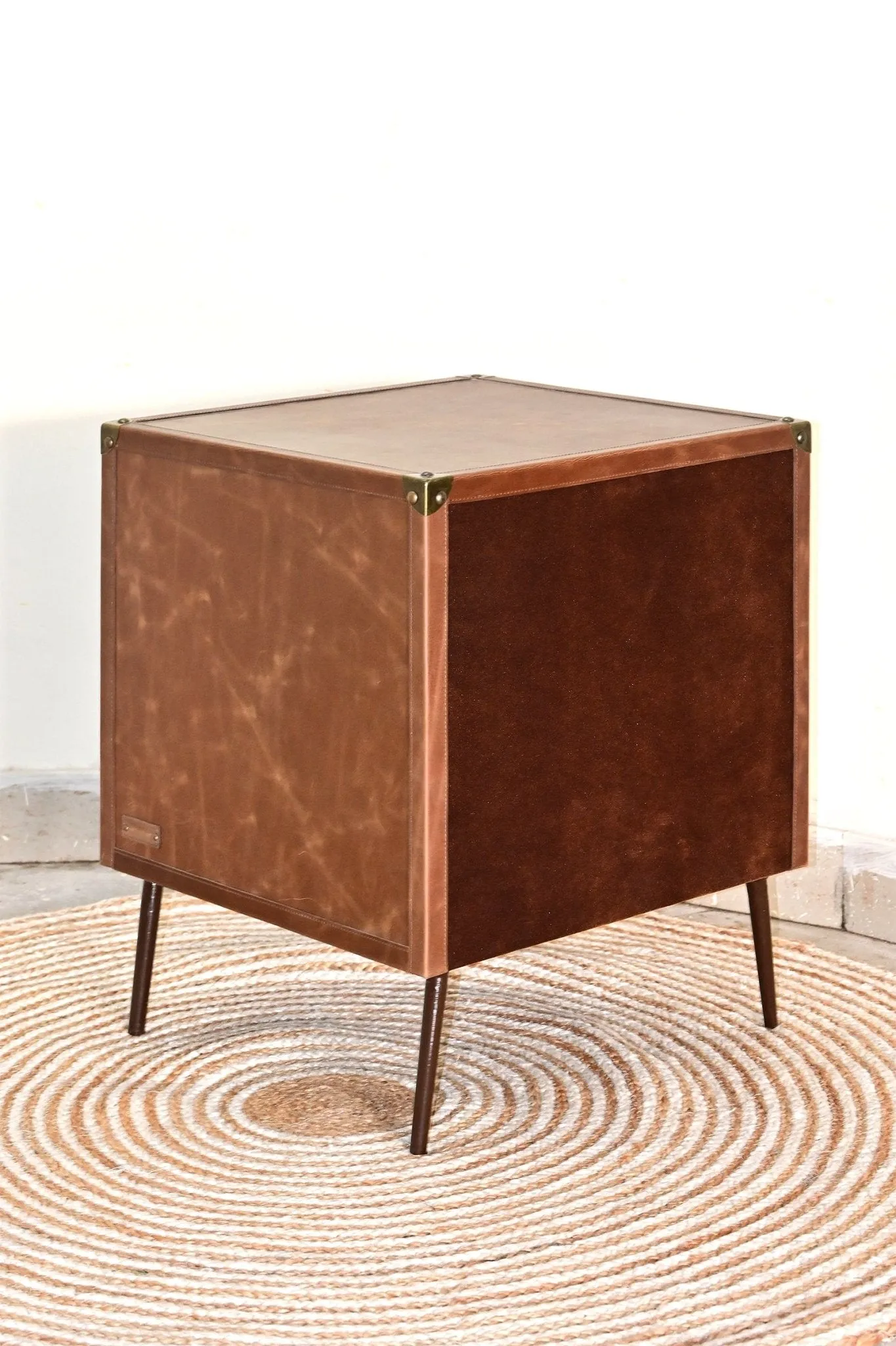 BIRMINGHAM - TWO DRAWER LEATHER SIDE TABLE