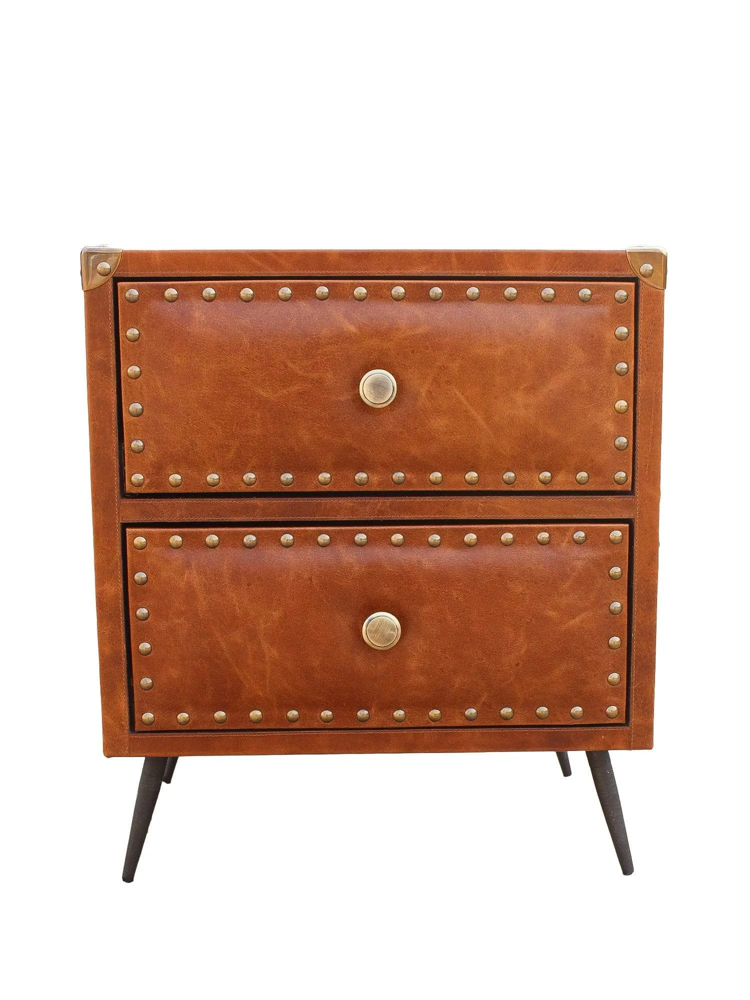 BIRMINGHAM - TWO DRAWER LEATHER SIDE TABLE