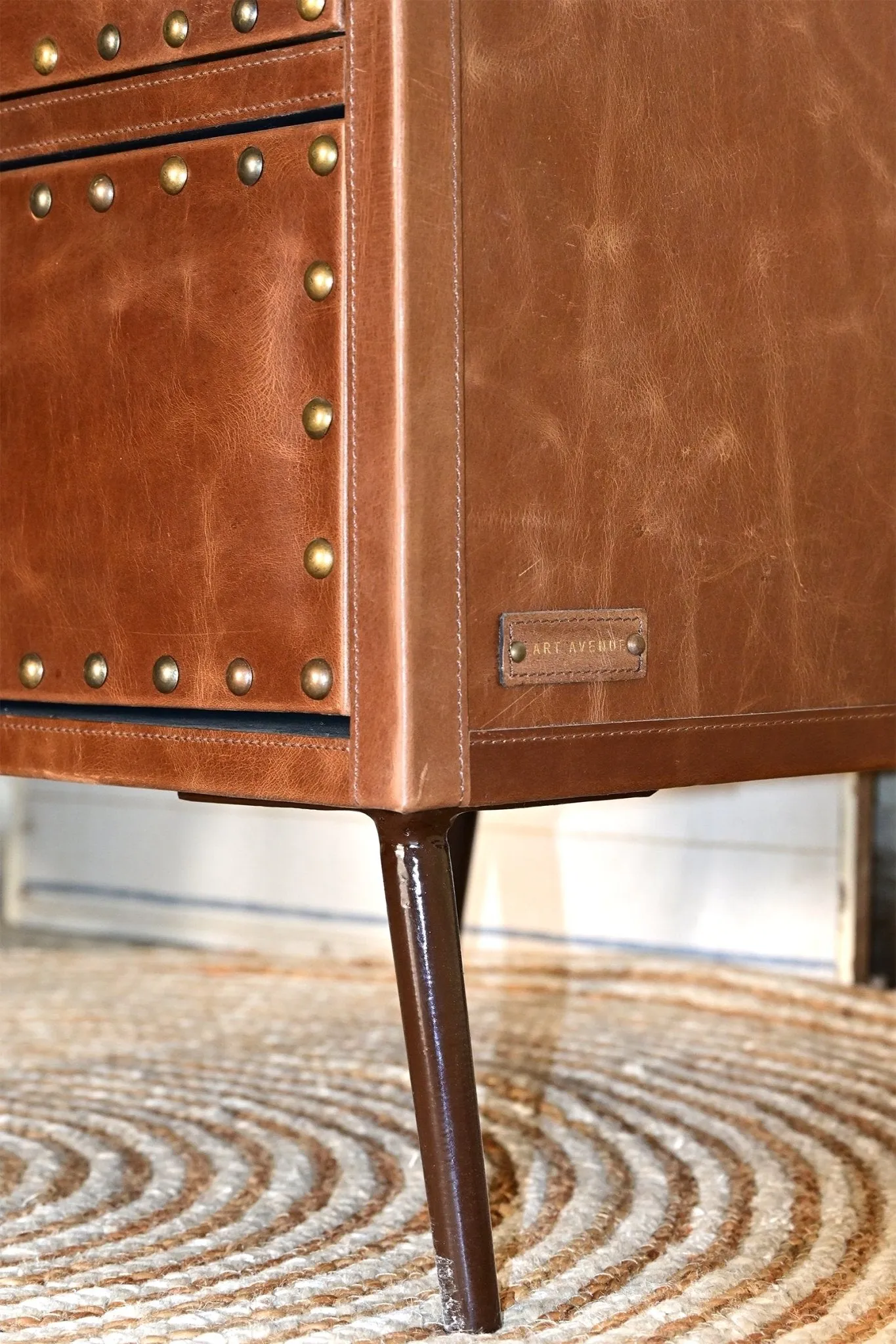 BIRMINGHAM - TWO DRAWER LEATHER SIDE TABLE