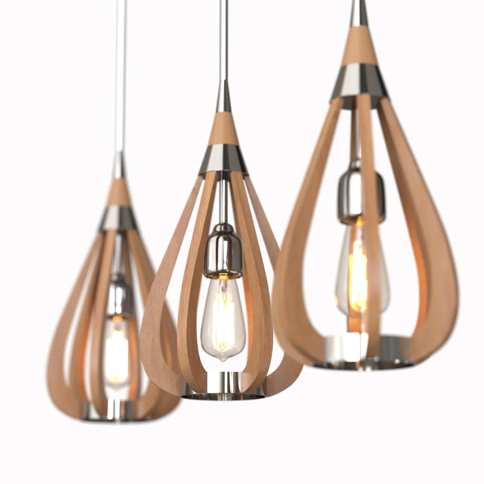 BONITO 1-Light Timber Round Dark Brown E27 Chandelier