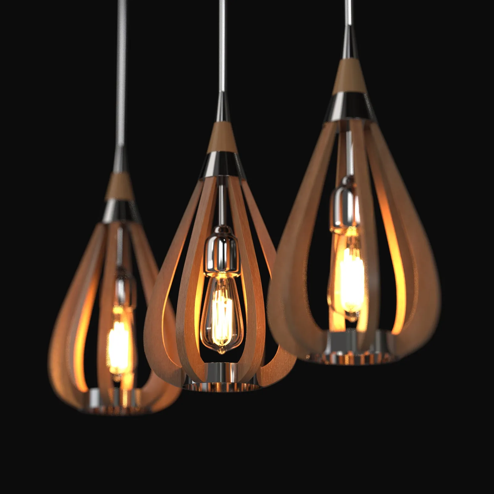 BONITO 1-Light Timber Round Dark Brown E27 Chandelier