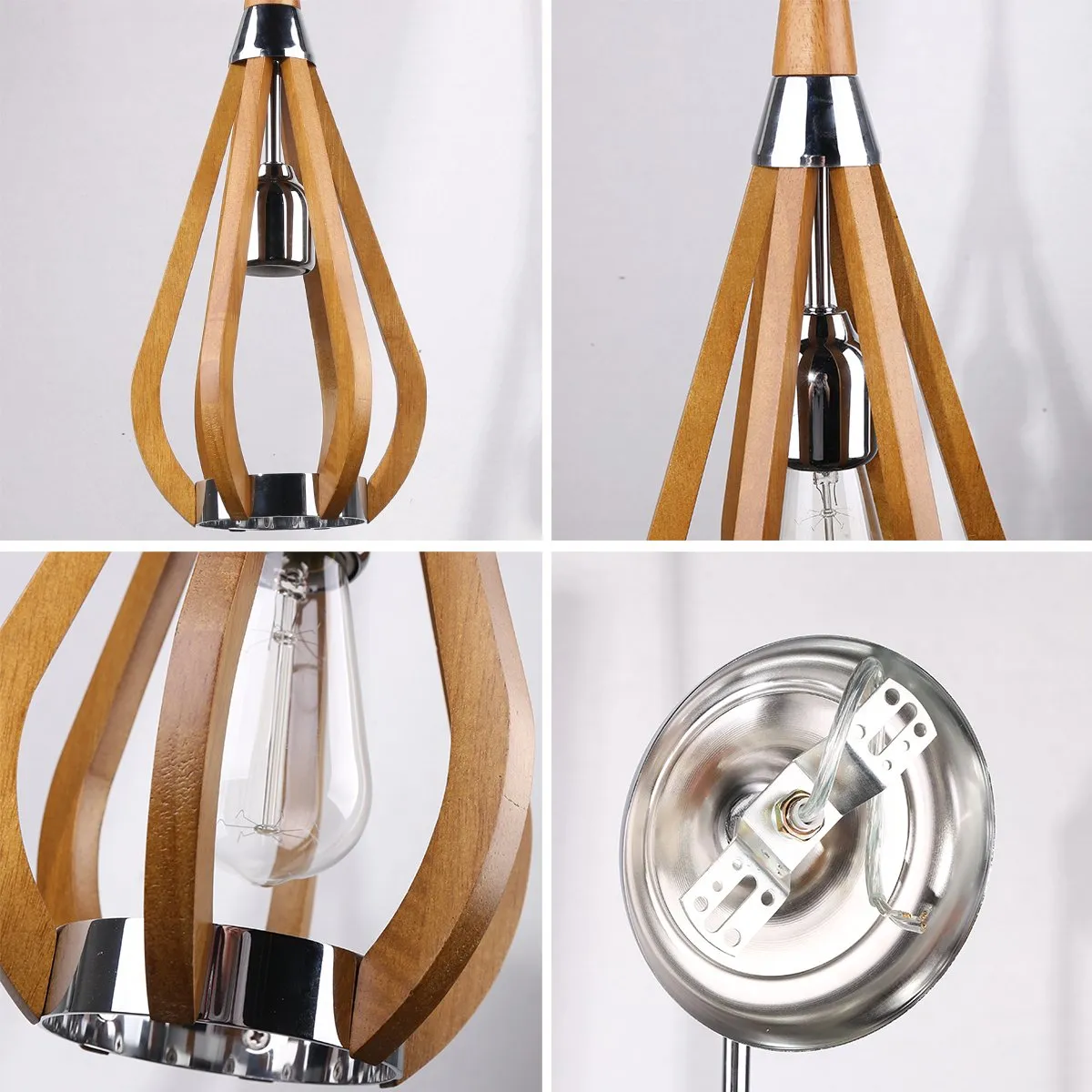 BONITO 1-Light Timber Round Dark Brown E27 Chandelier