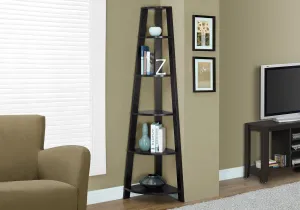 Bookcase - 72"H / Cappuccino Corner Accent Etagere