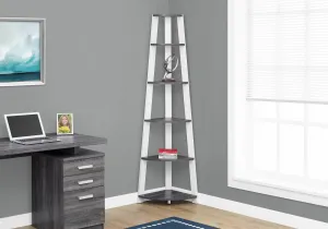 Bookcase - 72"H / Grey-White Corner Accent Etagere