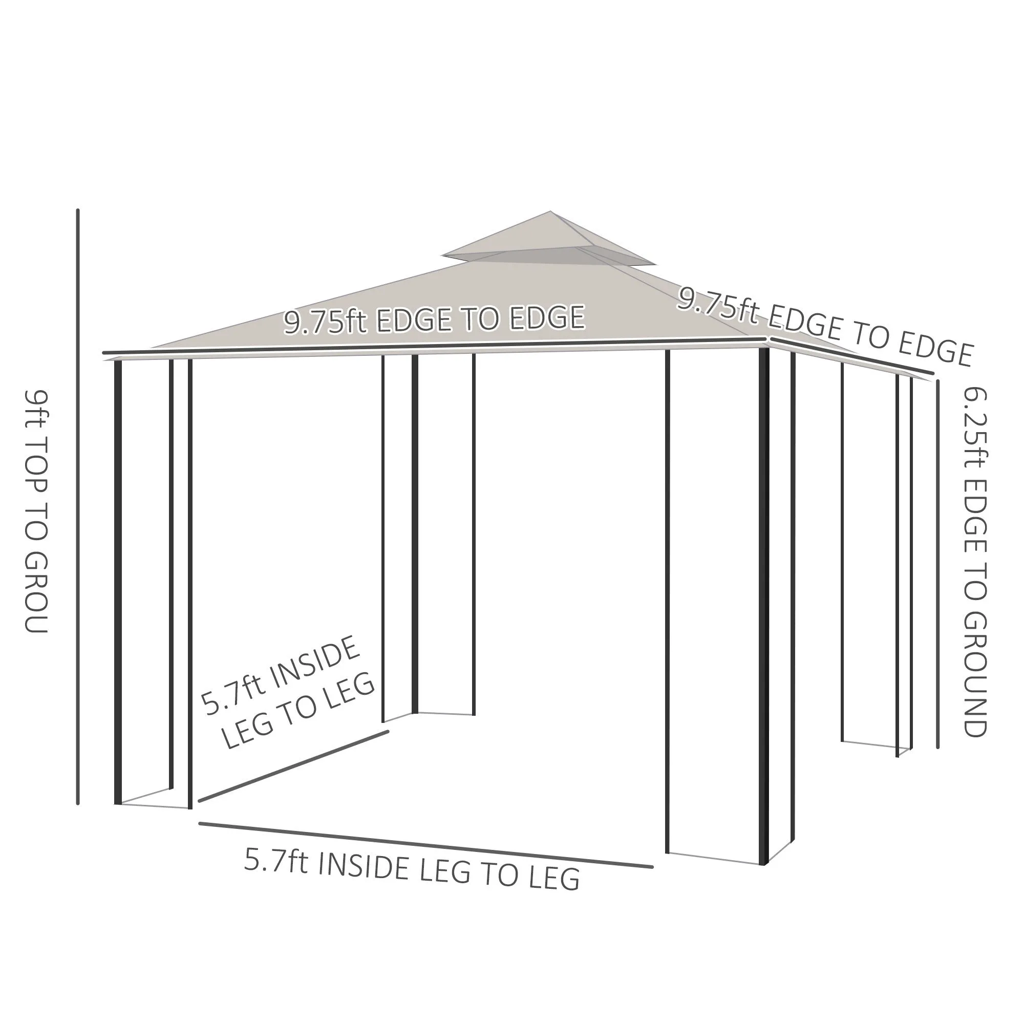 Bostic 10 x 10 ft Hardtop Patio Gazebo  Steel Corner Frame - Beige