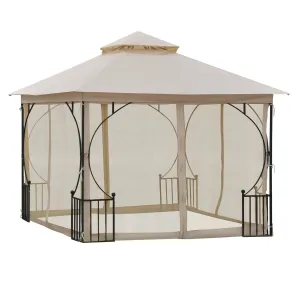 Bostic 10 x 10 ft Hardtop Patio Gazebo  Steel Corner Frame - Beige